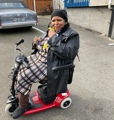 Linda in wheelchair
